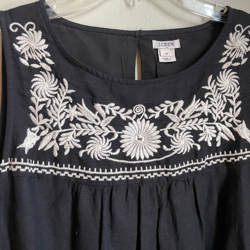 J crew black embroidered dress